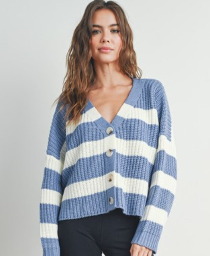 Blue Striped Cardigan