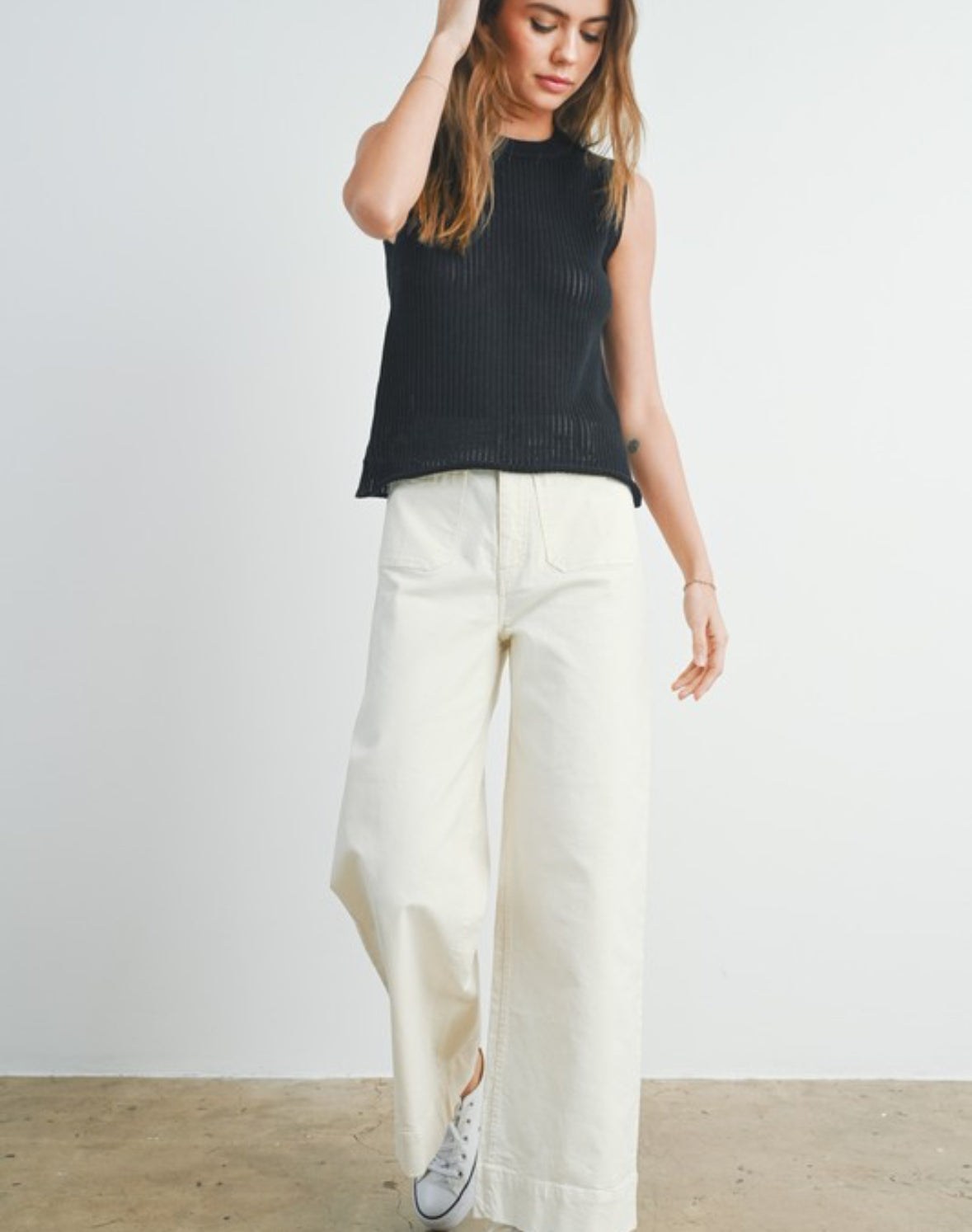 Cream Wide Leg Pants